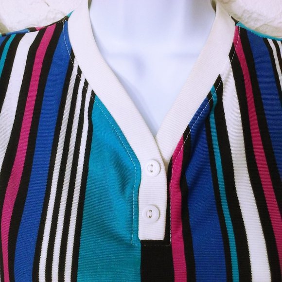 Bulk Lot(3) Vintage 80s Tops Jantzen Classics Lady-M(10) Striped Crew Polo SSL - Picture 3 of 9